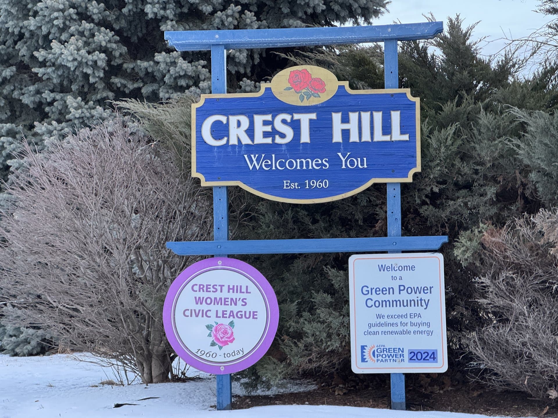 Crest Hill welcome sign
