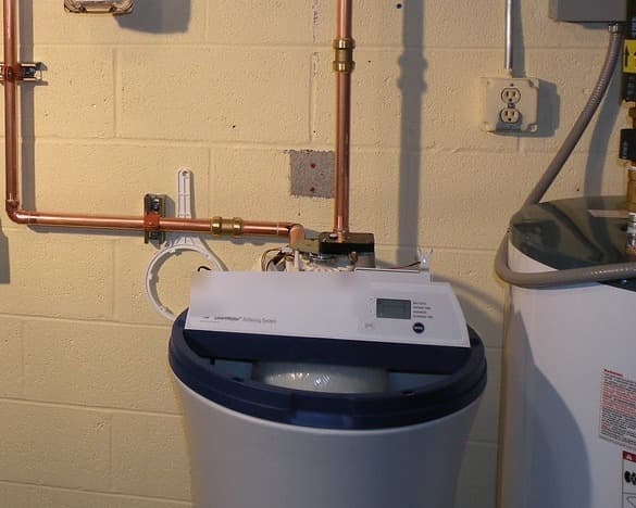 A completed residential water filter and water softener installation